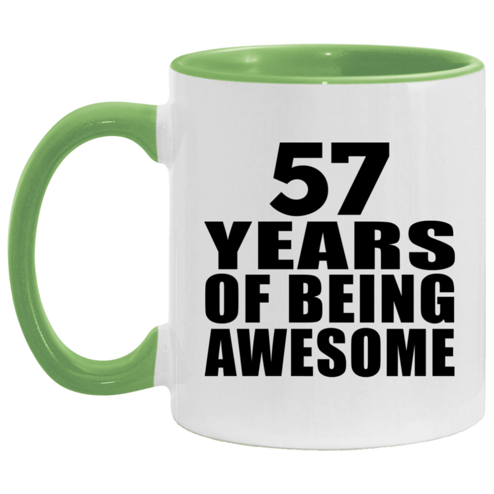 57th Birthday 57 Years Of Being Awesome - 11oz Accent Mug Green