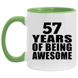 57th Birthday 57 Years Of Being Awesome - 11oz Accent Mug Green