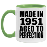 73rd Birthday Made In 1951 Aged to Perfection - 11oz Accent Mug Green