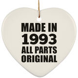 31st Birthday Made in 1993 All Parts Original - Heart Ornament