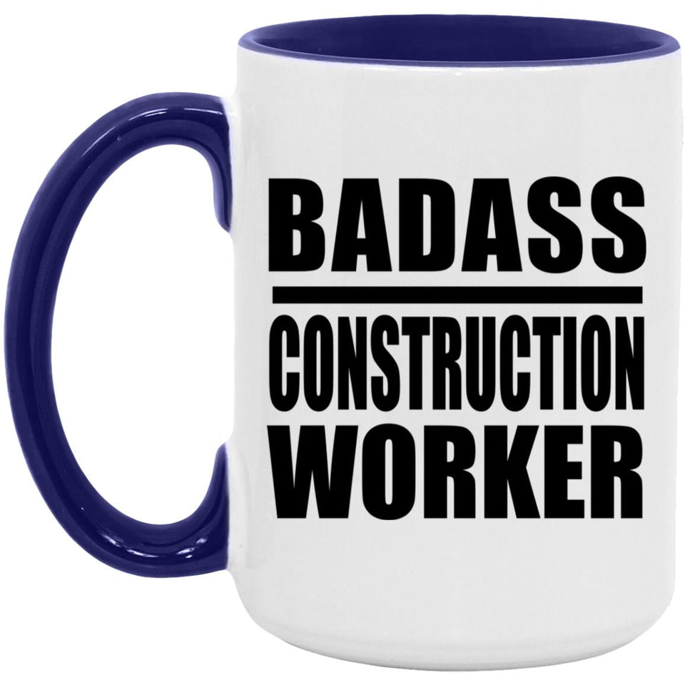 Badass Construction Worker - 15oz Accent Mug Purple