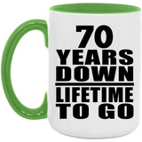 70th Anniversary 70 Years Down Lifetime To Go - 15oz Accent Mug Green
