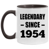 70th Birthday Legendary Since 1954 - 11oz Accent Mug Black