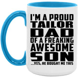 Proud Tailor Dad Of Awesome Son - 15oz Accent Mug Blue
