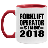 Forklift Operator Since 2018 - 11oz Accent Mug Red