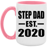 Step Dad Established EST. 2020 - 15oz Accent Mug Pink