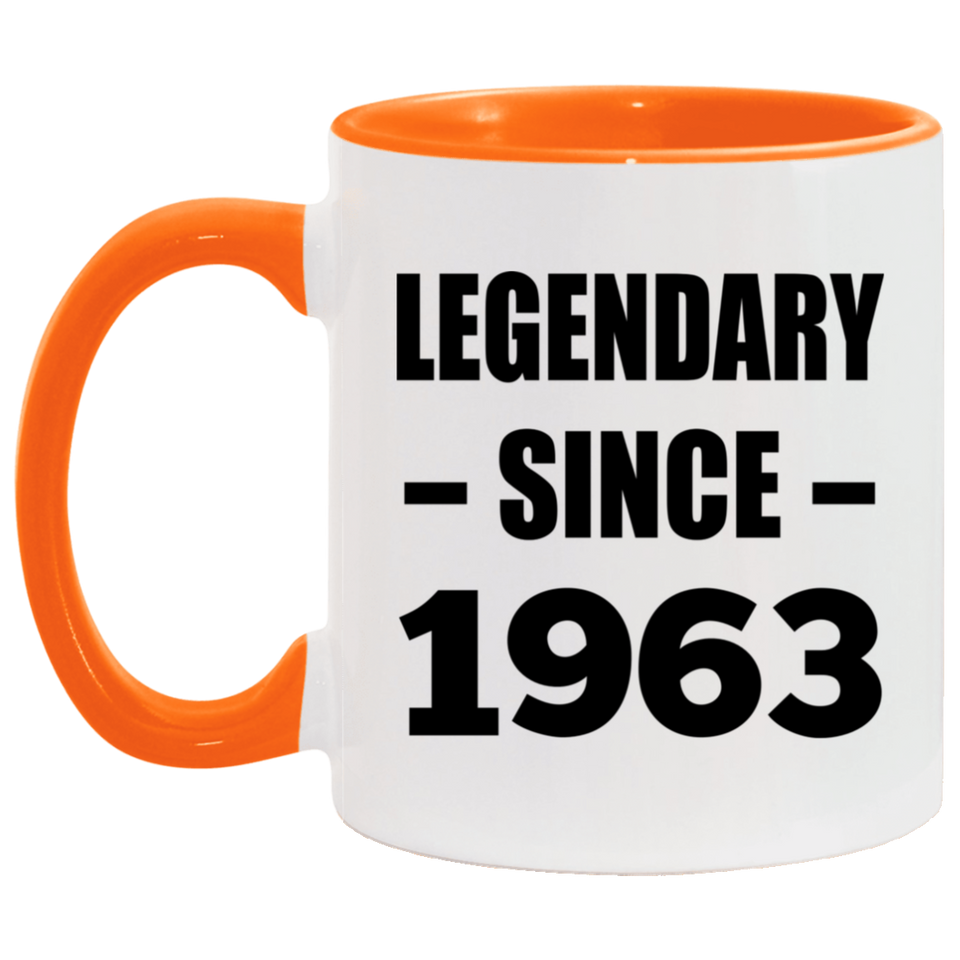 61st Birthday Legendary Since 1963 - 11oz Accent Mug Orange