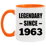 61st Birthday Legendary Since 1963 - 11oz Accent Mug Orange
