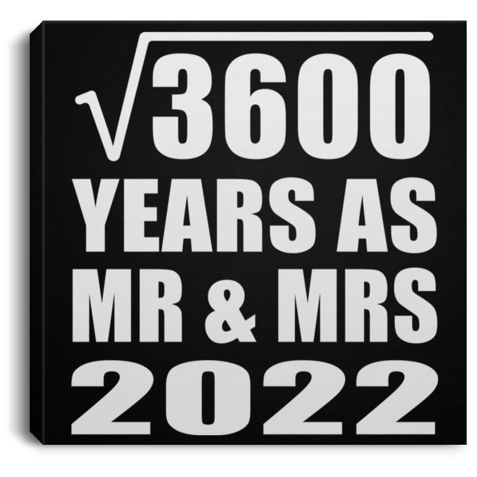 60th Anniversary Square Root of 3600 Years As Mr & Mrs 2022 - Canvas Square