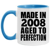 16th Birthday Made In 2008 Aged to Perfection - 11oz Accent Mug Blue