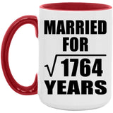 42nd Anniversary Married For Square Root of 1764 Years - 15oz Accent Mug Red