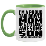 Proud Taxi Driver Mom Of Awesome Son - 11oz Accent Mug Green