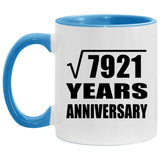 89th Anniversary Square Root of 7921 Years Anniversary - 11oz Accent Mug Blue