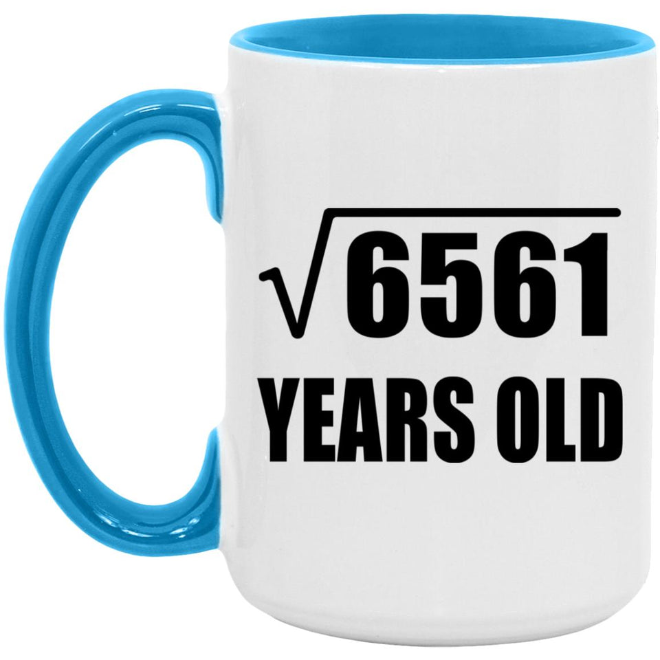 81st Birthday Square Root of 6561 Years Old - 15oz Accent Mug Blue