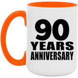 90th Anniversary 90 Years Anniversary - 15oz Accent Mug Orange