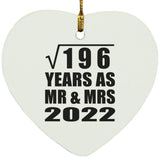 14th Anniversary Square Root of 196 Years As Mr & Mrs 2022 - Heart Ornament