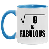 3rd Birthday Square Root of 9 & Fabulous - 11oz Accent Mug Blue