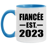 Fiancee Established EST. 2023 - 11oz Accent Mug Blue