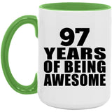 97th Birthday 97 Years Of Being Awesome - 15oz Accent Mug Green