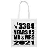 58th Anniversary Square Root of 3364 Years As Mr & Mrs 2021 - Tote Bag White