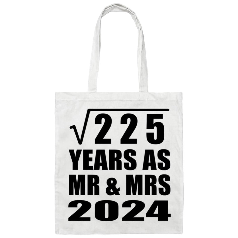 15th Anniversary Square Root of 225 Years As Mr & Mrs 2024 - Tote Bag White