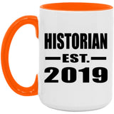 Historian Established EST. 2019 - 15oz Accent Mug Orange