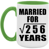 16th Anniversary Married For Square Root of 256 Years - 15oz Accent Mug Green