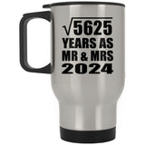 75th Anniversary Square Root of 5625 Years As Mr & Mrs 2024 - Silver Travel Mug