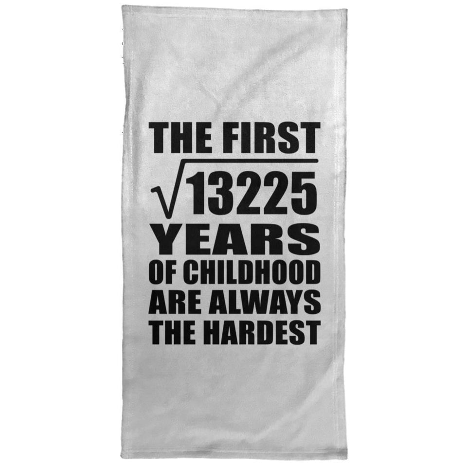 115th Birthday Square Root of 13225 Years of Childhood - Hand Towel