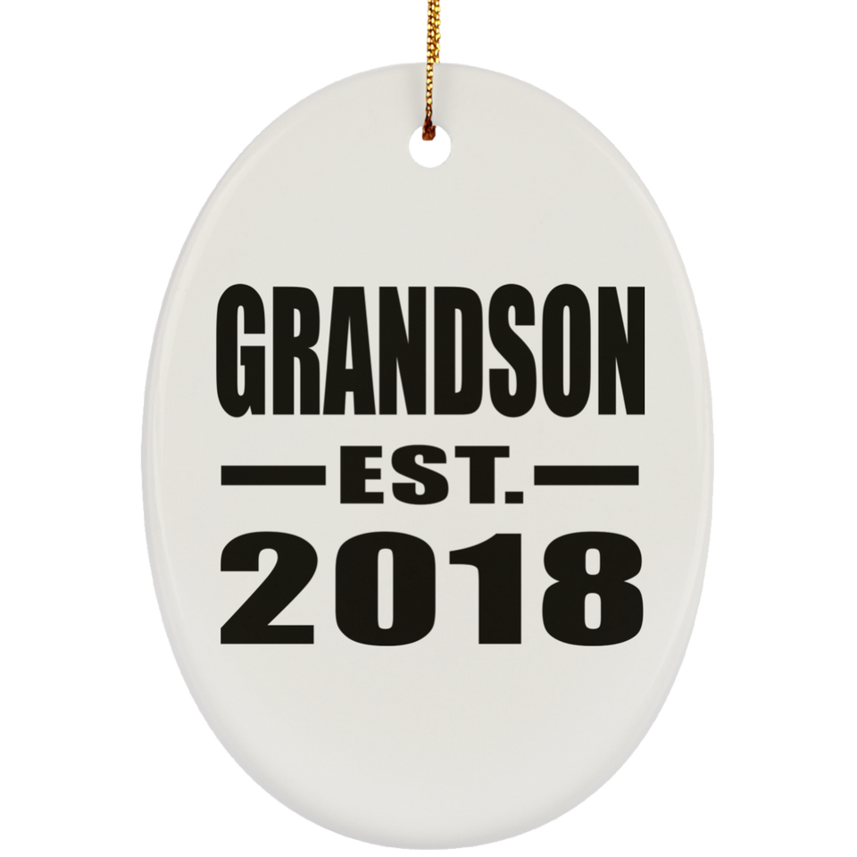 Grandson Established EST. 2018 - Oval Ornament