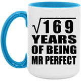 13th Anniversary Square Root of 169 Years of Mr Perfect - 15oz Accent Mug Blue