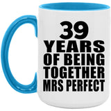 39th Anniversary 39 Years Of Being Mrs Perfect - 15oz Accent Mug Blue