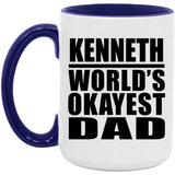 Kenneth World's Okayest Dad - 15oz Accent Mug Purple