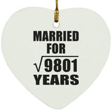 99th Anniversary Married For Square Root of 9801 Years - Heart Ornament