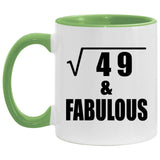 7th Birthday Square Root of 49 & Fabulous - 11oz Accent Mug Green