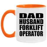 Dad Husband Forklift Operator - 11oz Accent Mug Orange