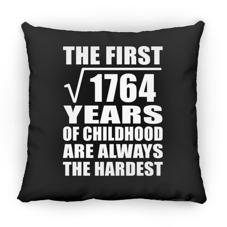 42nd Birthday Square Root of 1764 Years of Childhood - Throw Pillow Black