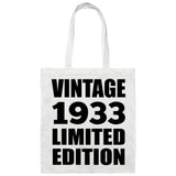 91st Birthday Vintage 1933 Limited Edition - Tote Bag White