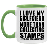 I Love My Girlfriend More Than Collecting Stamps - 11oz Accent Mug Green