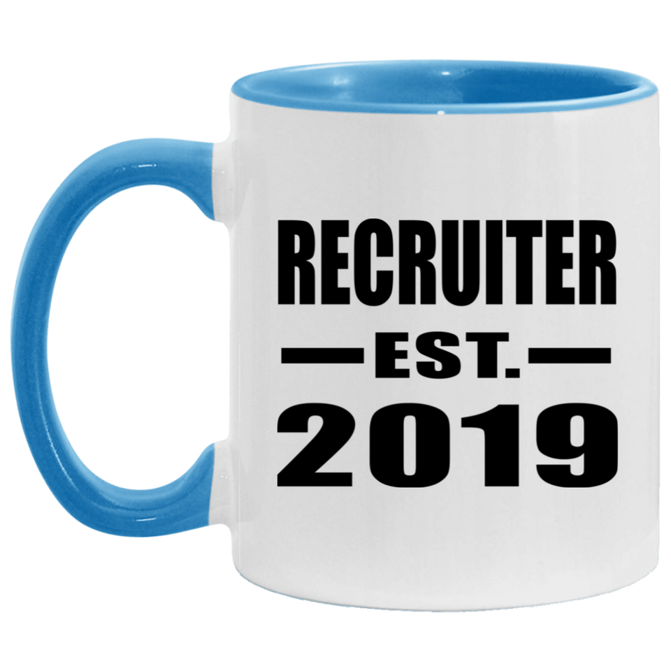 Recruiter Established EST. 2019 - 11oz Accent Mug Blue