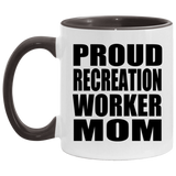 Proud Recreation Worker Mom - 11oz Accent Mug Black