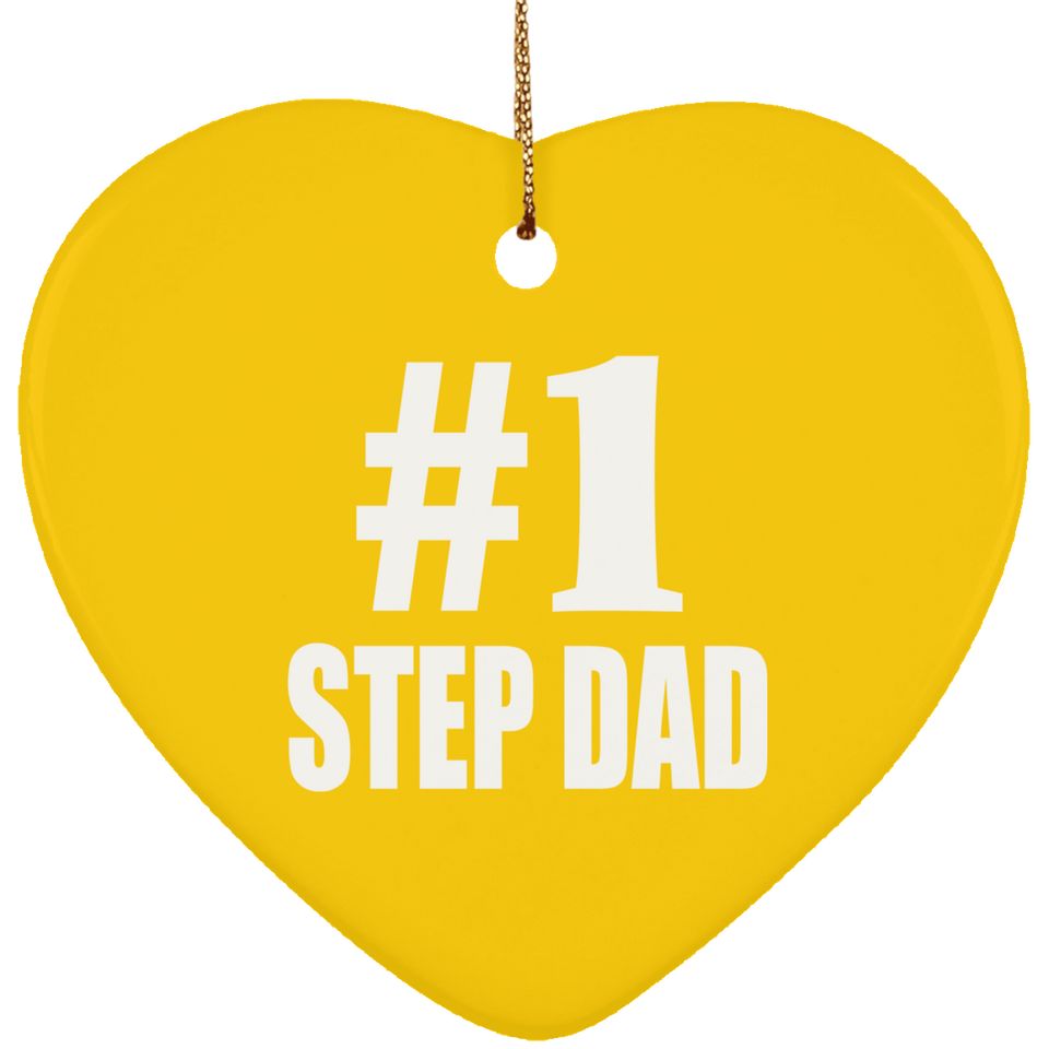 Number One #1 Step Dad - Heart Ornament