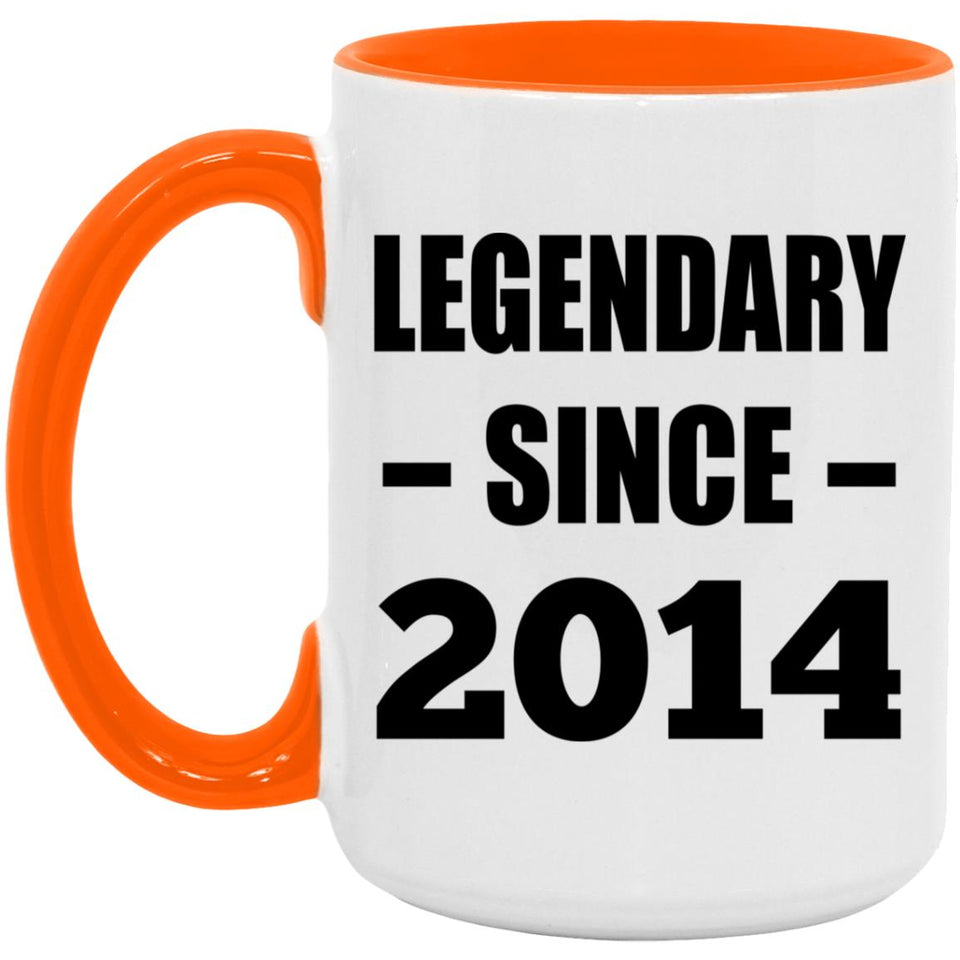10th Birthday Legendary Since 2014 - 15oz Accent Mug Orange
