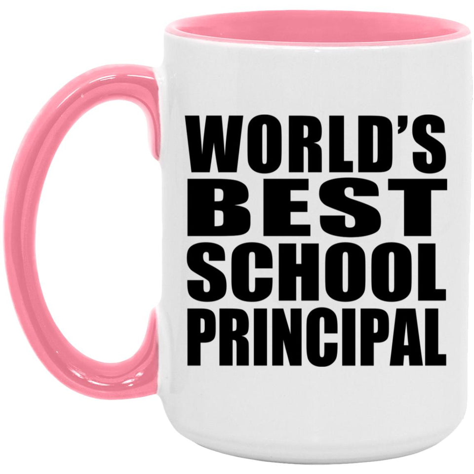 World's Best School Principal - 15oz Accent Mug Pink