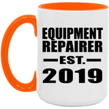 Equipment Repairer Established EST. 2019 - 15oz Accent Mug Orange