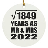43rd Anniversary Square Root of 1849 Years As Mr & Mrs 2022 - Circle Ornament