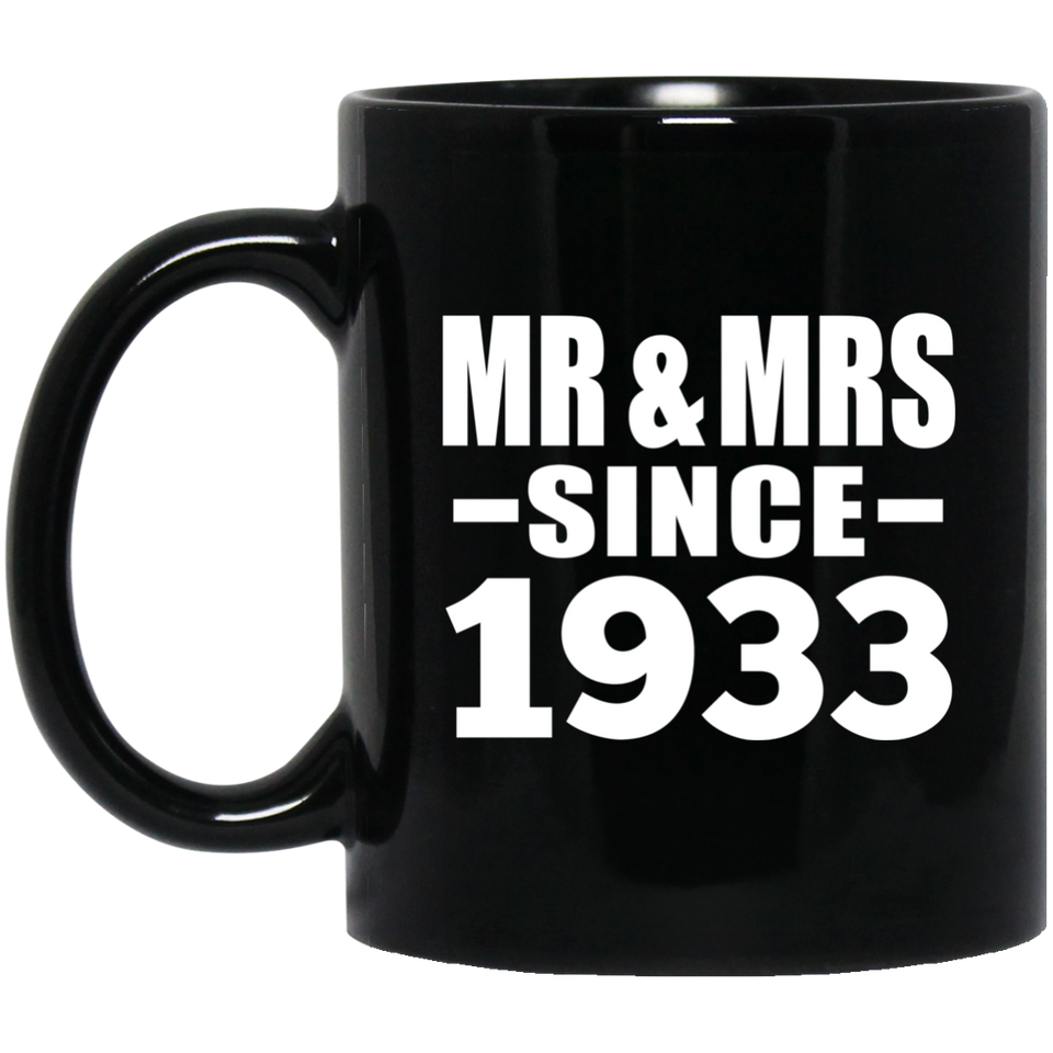 91st Anniversary Mr & Mrs Since 1933 - 11 Oz Coffee Mug Black