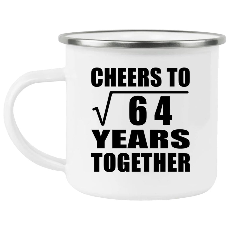 8th Anniversary Cheers To Square Root of 64 Years Together - 12oz Camping Mug