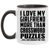 I Love My Girlfriend More Than Crossword Puzzles - 11oz Accent Mug Black