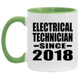 Electrical Technician Since 2018 - 11oz Accent Mug Green
